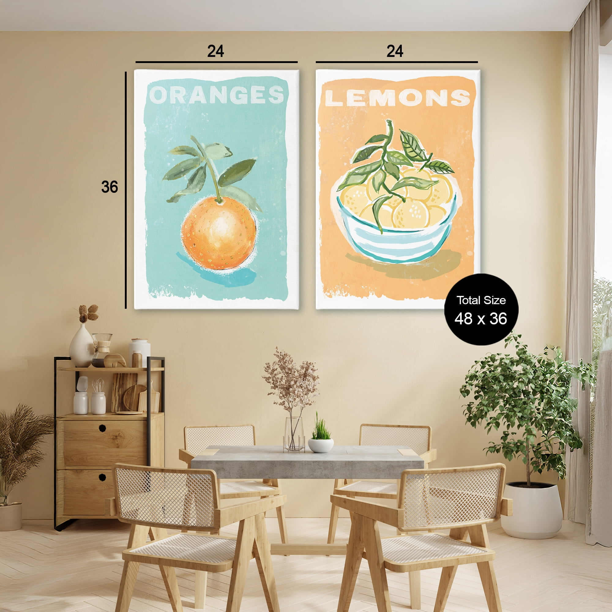 Stupell Industries Citrus Twist Motif 2 Piece Canvas Wall Art Set, design by Chad Barrett