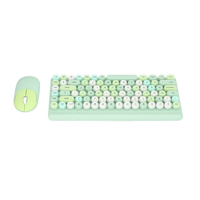 Combo Clavier Souris, Récepteur USB 2,4 g 1200 Dpi 86 Touches Mignon Mélange de Couleurs Rétro Rond Concave Touche Clavier Souris de Jeu pour