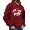 thumbnail image 3 of YOIAVAIOY Valentines Day Love Heart Hoodies Mens Valentine Graphic Long Sleeve Pullover Girlfriend Casual Sweatshirt Wine XL, 3 of 5