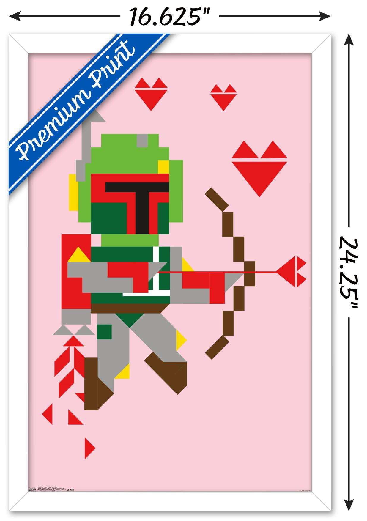 Star Wars: Saga - Boba Fett Hearts Wall Poster, 14.725" x 22.375", Framed