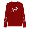 thumbnail image 3 of Valentines Day Shirts Long Sleeve Tops for Women Loose Fitted Love Heart Print Crewneck Holiday Casual Sweatshirt (3XL, Red #D), 3 of 5