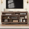 thumbnail image 5 of 63 Inch Brown Farmhouse Wood TV Stand, Entertainment Center with Adjustable Shelves, TV Stand with Cabinet Doors, for Living Room, Bedroom, 5 of 6