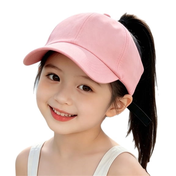 Sun Hat with Ponytail Hole Outdoor Duckbill Hat Solid Color Curved Brim with Adjustable Hat