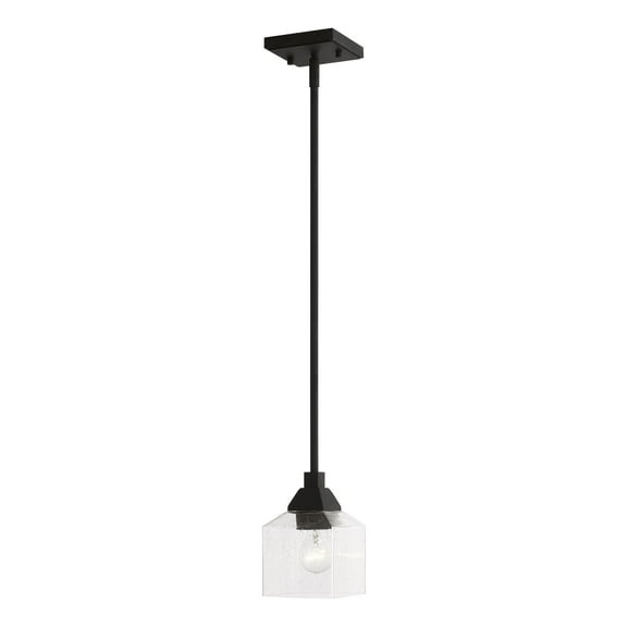 49761-04 Livex Lighting Aragon - 1 Light Mini Pendant In Architectural Style-16 Inches Tall and 4.75 Inches Wide-Black Finish    -Traditional