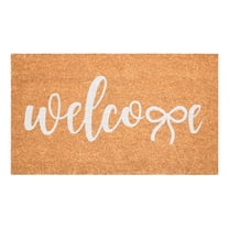 White Welcome Bow Doormat, 17" x 29"