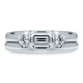 thumbnail image 2 of BERRICLE Sterling Silver 3-Stone Wedding Engagement Rings 1 Carat Emerald Cut Cubic Zirconia CZ East-West Ring Set for Women, Rhodium Plated Size 5.5, 2 of 12