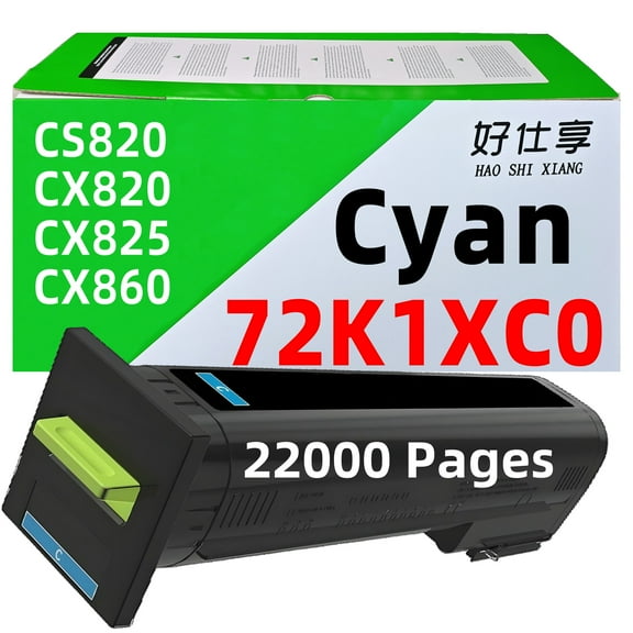 CS820 CX825 Cyan Toner Cartridge Compatible for Lexmark 72K1XK0 72K1XC0 72K1XM0 72K1XY0 CX820 CX825 CX860 CS820de CS820dte CX820de CX820dtfe CX825de CX825dte CX860de Printer (Cyan Toner-22000Pages)