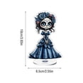 thumbnail image 3 of Day of The Dead Decorations Dia de Los Muertos Decor 4 Inch Acrylic Rotating Display Stand Sugar Skull Skeleton Decor for Home Shelf Halloween Blue Accent, 1 Pack, 3 of 6