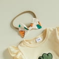 thumbnail image 6 of Okbabeha Infant Newborn Baby Girl Easter Outfits Carrot Embroidery Long Sleeve Romper Pants Set Headband, 6 of 8