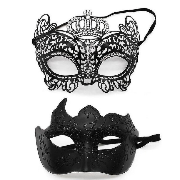 2 máscaras de mascarada venecianas, máscara de mascarada de metal para hombres y mujeres, máscaras de fiesta bola de mascarada de pareja