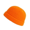 thumbnail image 3 of Domzle Short Fisherman Beanie for Men Women Warm Winter Hats Knit Cuffed Beanies Skull Cap Acrylic Watch Hat Orange, 3 of 3
