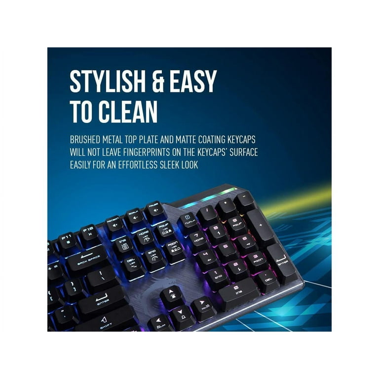 MSI Vigor GK50 Elite LL Mechanical Gaming Keyboard - Kailh Blue Switches  (Clicky), Ergonomic Keycaps, Brushed Metal Finish, Anti-Slip Base, Per-Key