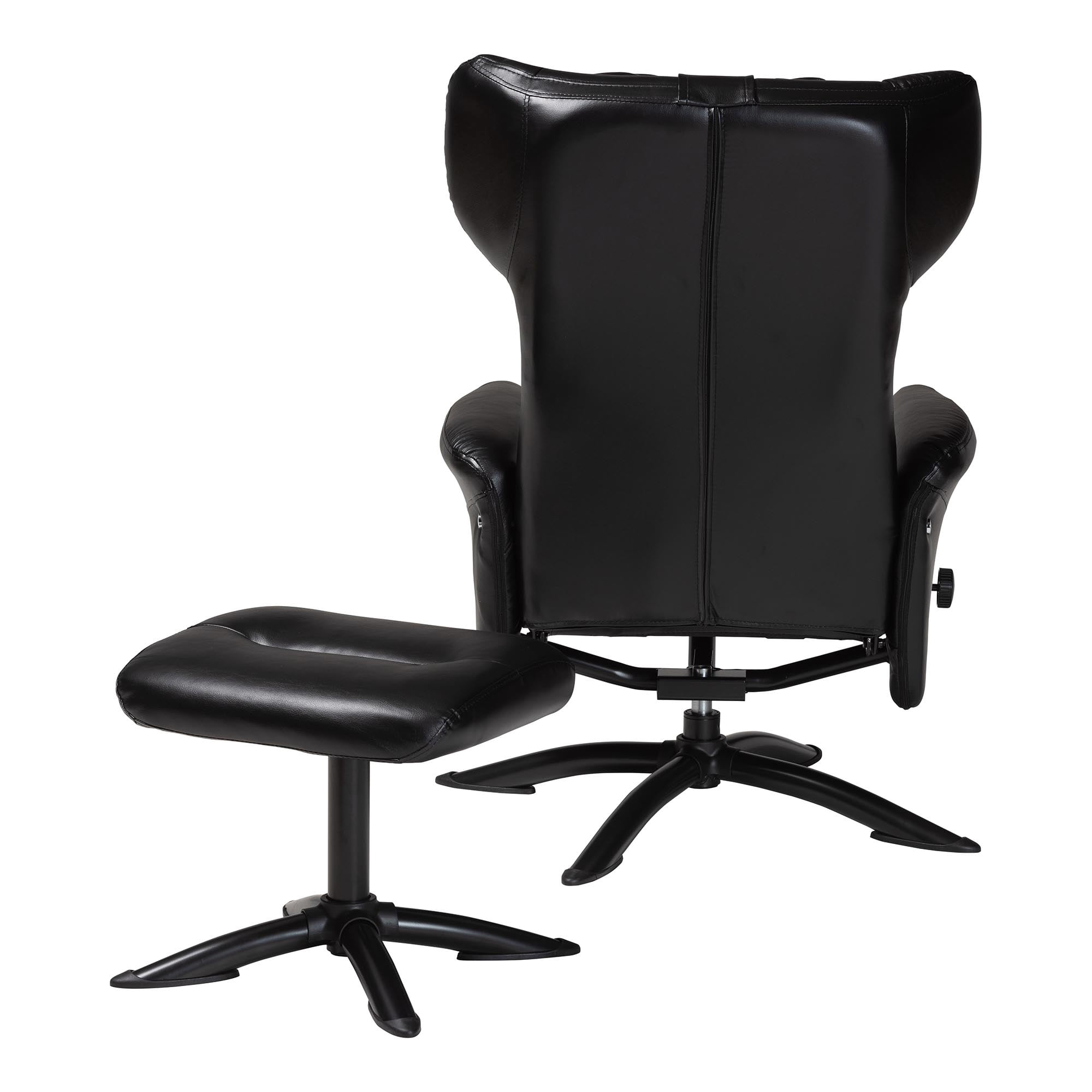 Baxton Studio Elwood Modern Lounge Chair and Footrest Set, 2-Piece, Black