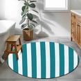thumbnail image 4 of Teal Striped Large Area Rugs for Bedroom Living Room, Soft Non Slip Carpet Bedside Rug, Simple Art Vertical Stripe Farmhouse Round Floor Cover Kitchen Accent Rug 3' for Dining Room/Office, 4 of 9
