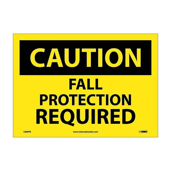 National Marker Caution Labels; Fall Protection Required 10X14 Adhesive Vinyl C680PB