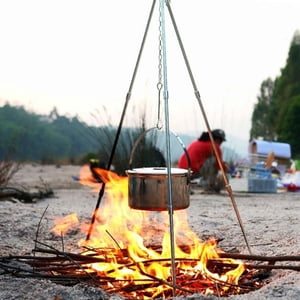 Portable extérieur en métal pliable Barbecue Grills Suspension trépied Camping Picnic BBQ Cuisson