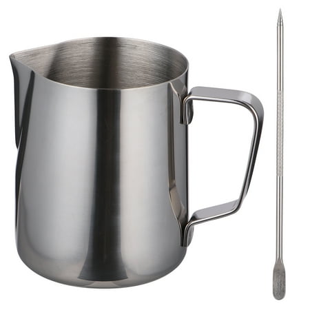 

NUOLUX 350ml Stainless Steel Milk Frothing Pitcher with Latte Art Pen Frothering Jug for Espresso Milk (with Scale inside)