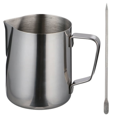 

350ml Stainless Steel Milk Frothing Pitcher with Latte Art Pen Frothering Jug for Espresso Milk (with Scale inside)