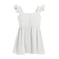 thumbnail image 4 of HAPIMO Women's Summer Tank Tops Solid Color Print Tops Square Neck Blouse Ruffle Ruched Trim Camisole Sleeveless Shirts for Girls Pleat Flowy Camis Vest White L, 4 of 9