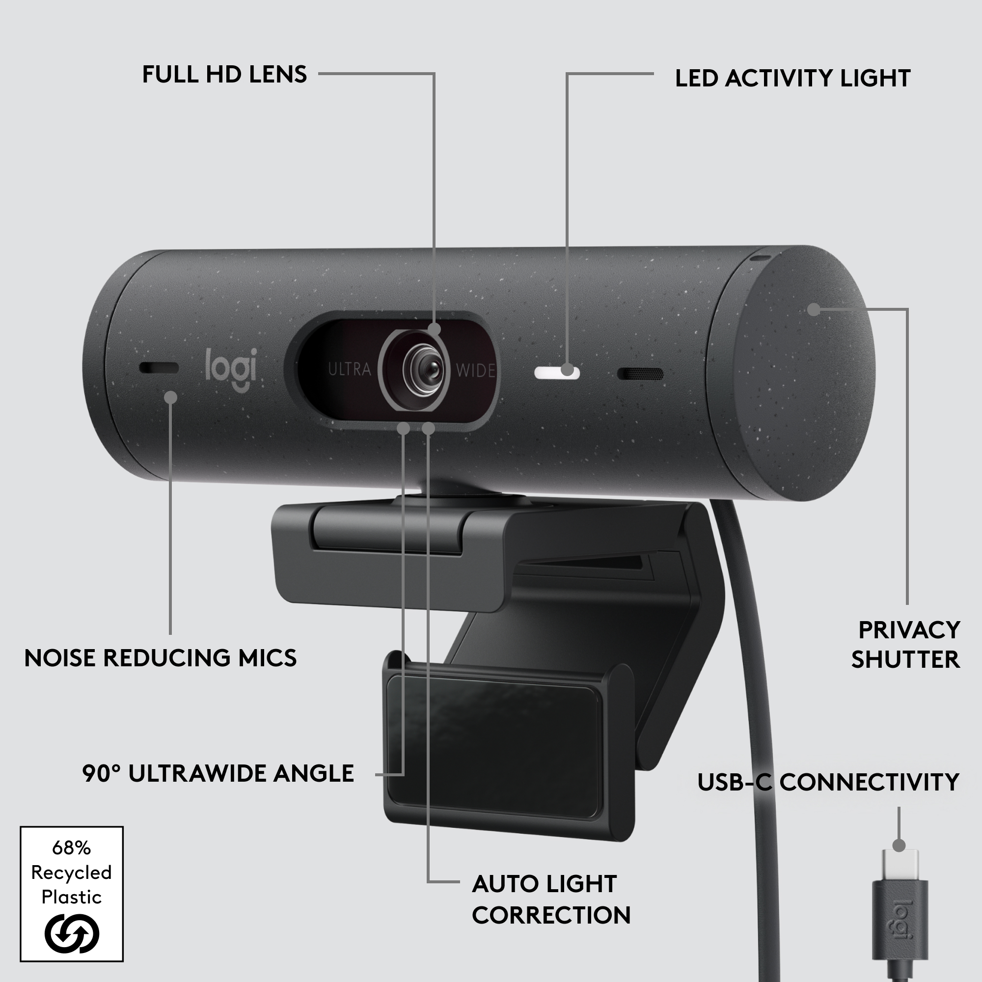 Logitech Brio 500 Full HD Webcam with Auto Light Correction photo 6