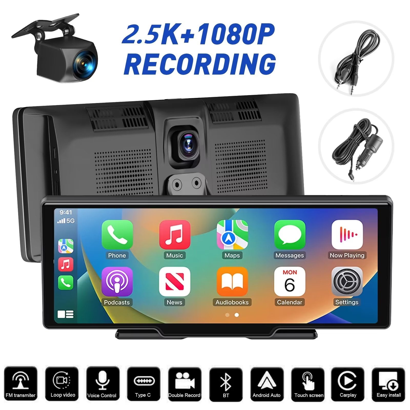 XGODY 10.26" Screen Dual Dash Camera for Car Dash Cam Front and Rear