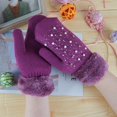 thumbnail image 2 of Fjofpr Winter Gloves Women Clearance Winter Gloves Touch Screen Adult Women Winter Gloves with Fur Women's Winter Keep Warm Cashmere Lovely Printing Weave Knitted Flip Gloves, 2 of 2
