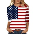 thumbnail image 2 of JTZGDY Plus Size 3/4 Length Sleeve Womens Tops Funny American Flag 4th of July Shirts Stars Stripes Patriotic Tshirts Trendy Holiday USA Flag Tunic Blouses Multicolor#01 XXL, 2 of 6