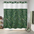 thumbnail image 6 of No Hook Shower Curtain, Green Leaves Shower Curtains for Bathroom with See Through Top Window, Spring Watercolor Ethnic Botanical Geometric Waterproof & Washable Bath Curtain Standard 72"x72", 6 of 9