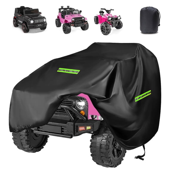 600D Kids Car Cover 55"x33"x32",  fit for Jeep & Toddler Electric Vehicles Cover, with 4 Reflective Strips & Windproof Buckles