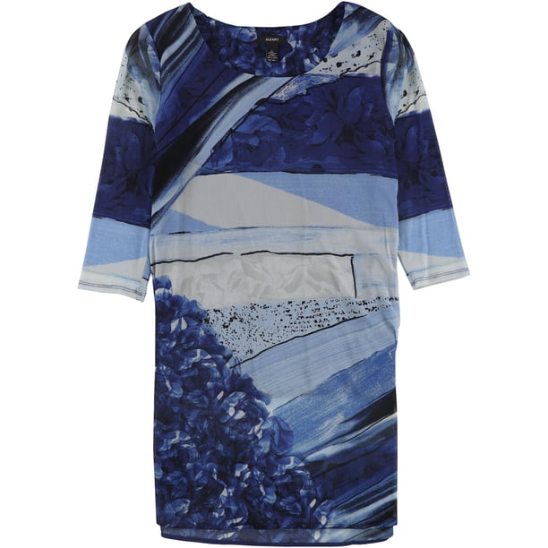 Alfani Blusa tipo túnica de malla para mujer, azul, pequeña