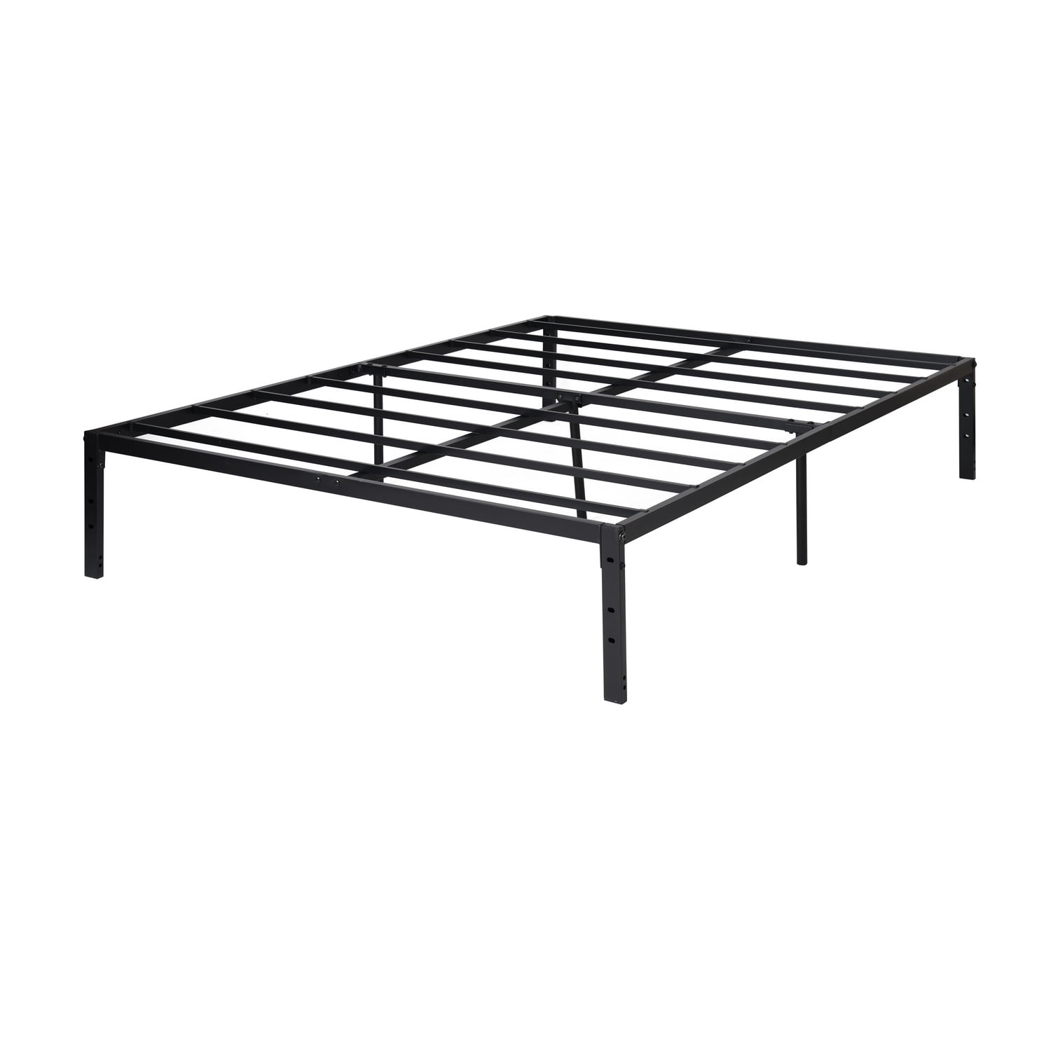 Auto Beyond Metal bed frame, double bed frame with storage space, heavy-duty sturdy mattress base, easy assembly, no box spring required, black