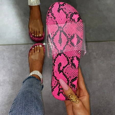 

Women s Fashion Casual Transparent Snakeskin Wedges Outdoor Slippers Shoes