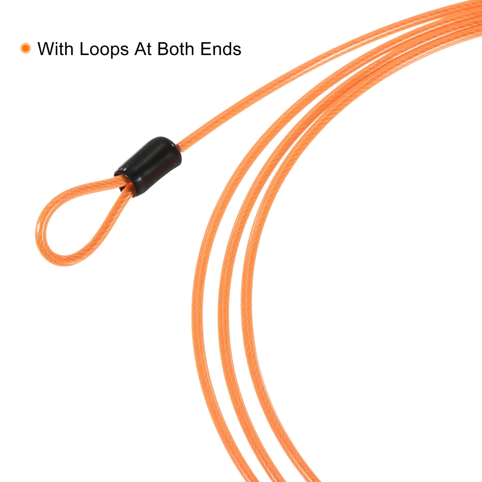 Unique Bargains Coated Security Steel Cable Luggage Lock Rope Double Loop 2pcs Orange 39"
