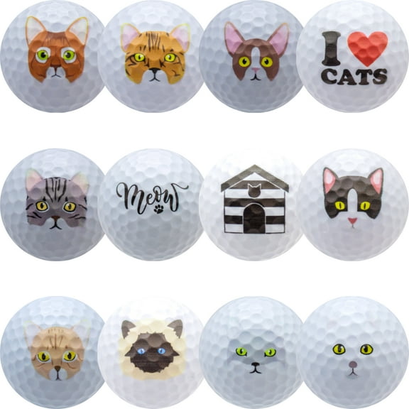 Cat Lover Golf Balls, 12 Pack by GBM GOLF