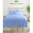 thumbnail image 2 of 6PC Split Head King Sheet Set for Adjustable Bed - (Extra Pillowcases) 400-Thread-Count 100% Egyptian Cotton, Soft Breathable 400TC Cotton, 18-Inches Deep Pockets - Light Blue, 2 of 7