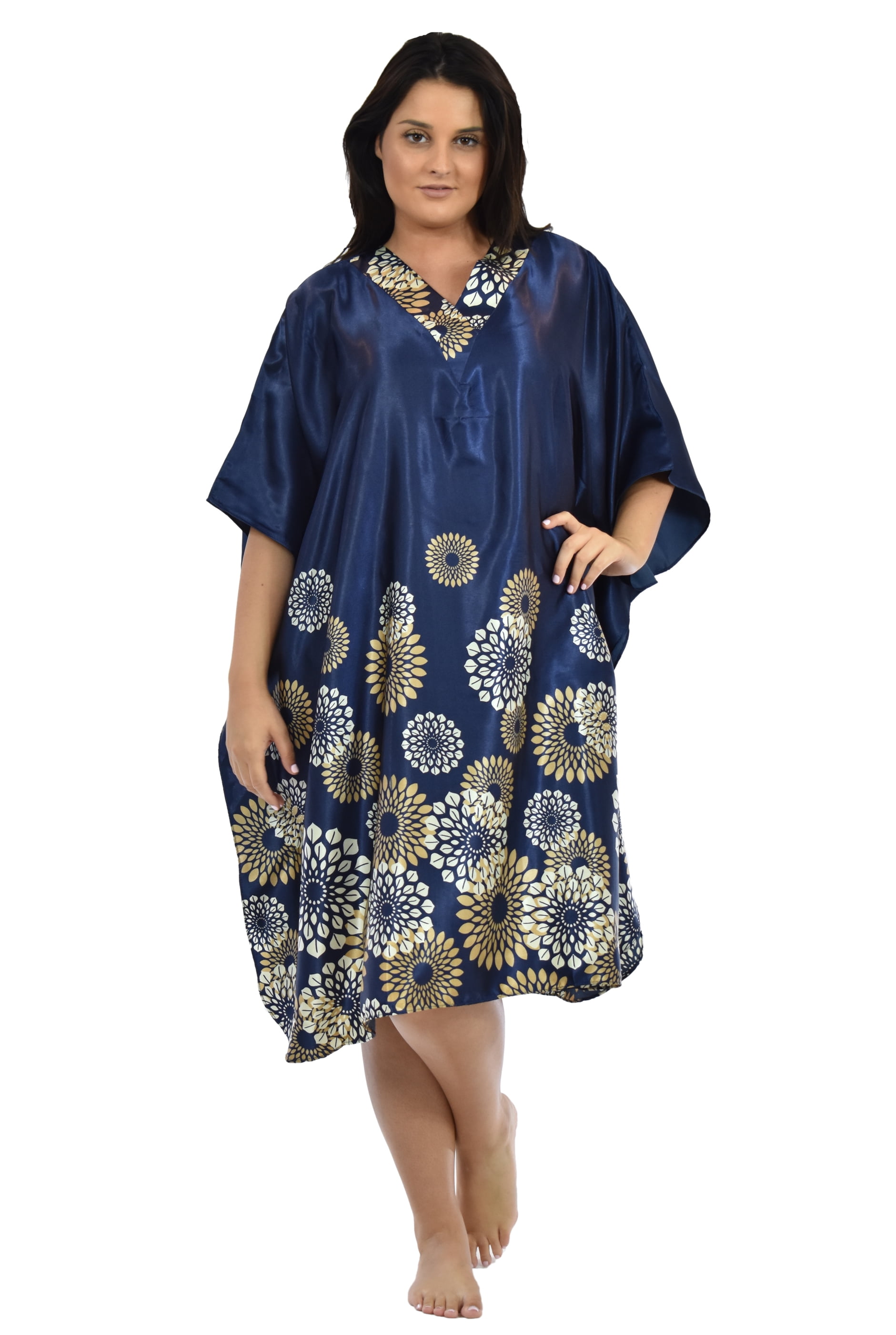 Up2date Fashion's Women's Satin Short Caftan / Kaftan, Navy Spheroid ...