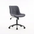 thumbnail image 2 of YOUNIKE Upholstered Desk Chair, Armless Computer Chair with Wheels，Modern Faux Leather Office Chair，Adjustable Swivel Rolling Chair，Adjustable Height，Suitable for Office, Home, Gray Purple, 2 of 15
