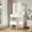 White, variant on Makeup Vanity Desk with Mirror and Lights – Vanity Table with Drawers, Shelves, Cabinet & Cushioned Stool, Bedroom Dressing Table with Charging Station, Black