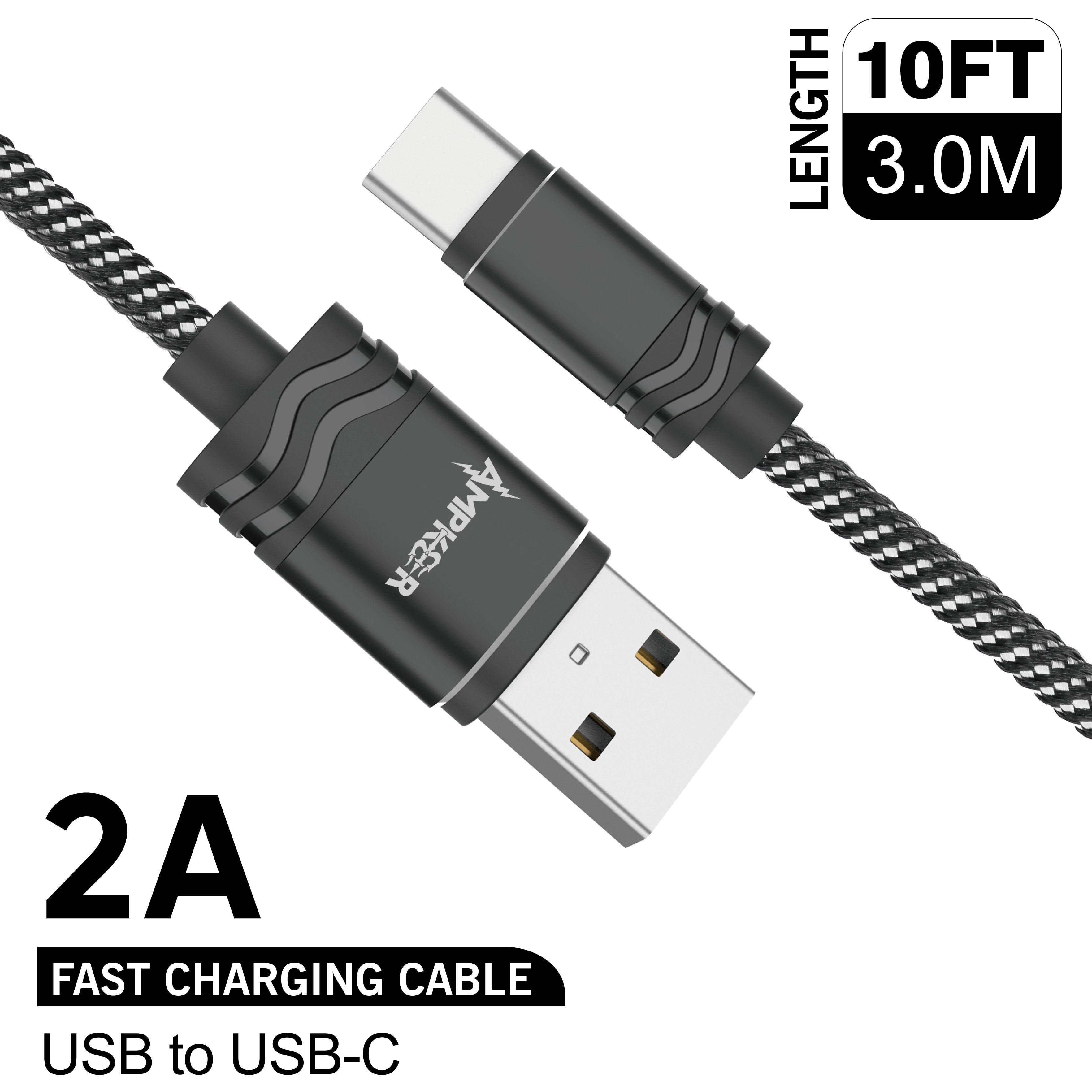 10 Ft. HighSpeed Nylon Braided USBA to USBC (TypeC) Charge & Sync