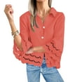 thumbnail image 4 of Puntoco Short Tops Blouses for women Clearance Women's Casual Short Sleeve Solid Ladies Round Neck Top Blouse Watermelon Red M(M), 4 of 8