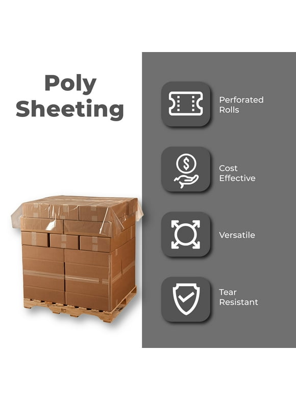 Plastic Pallet Top Sheets 36 x 96 Clear 150 Sheets/Roll 1.5 Mil Thick [Perforated Rolls]