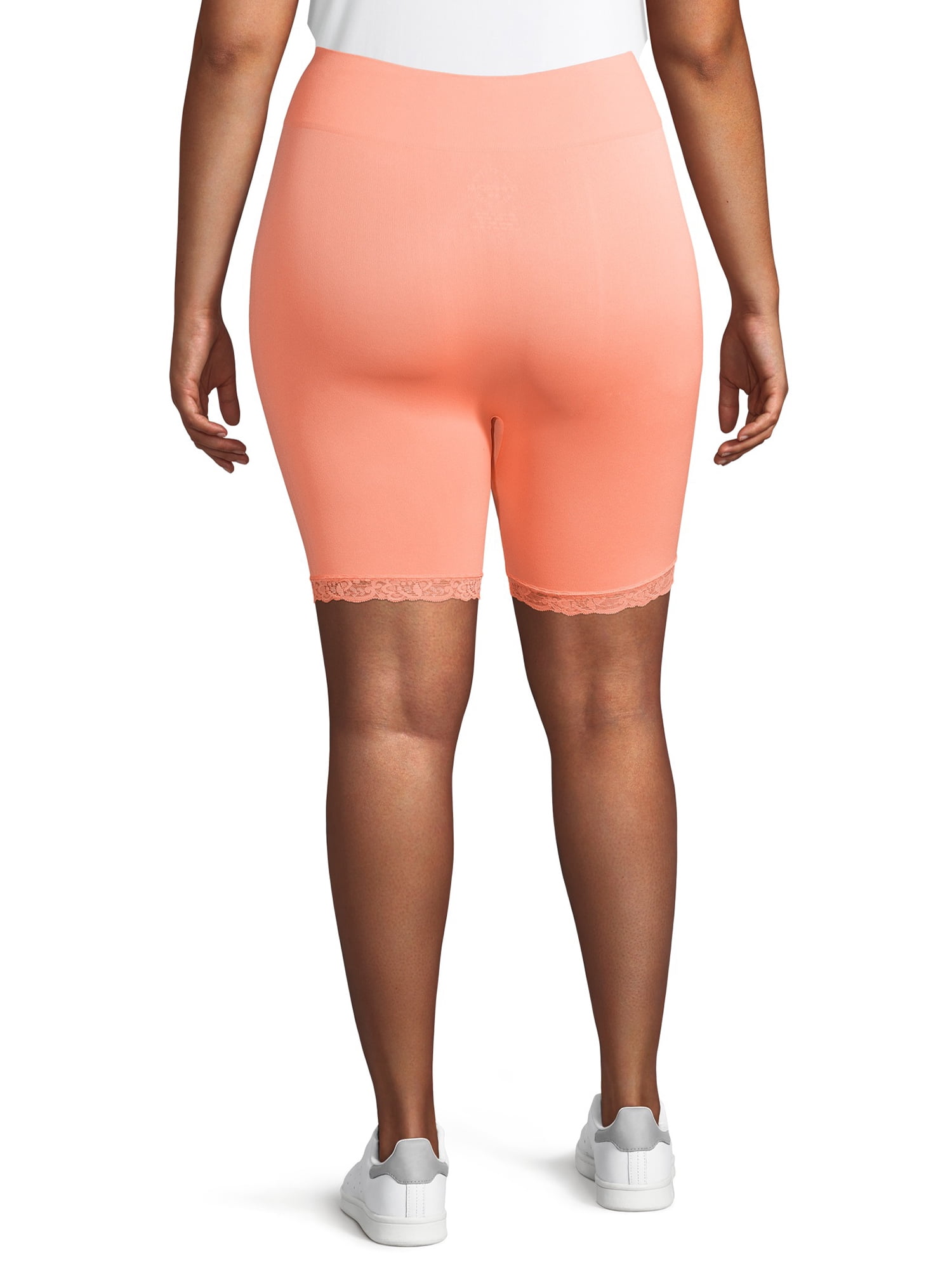 plus size lace trim bike shorts