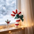 thumbnail image 6 of Cififendec Christmas Candy Cane Shaped Throw Pillow, 8.27", Striped Plush Cushion with Green Bow for Xmas Sofa Fireplace Mantel Decor Layout, 6 of 6
