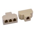 thumbnail image 1 of RJ11 6P4C Port Telephone Cable Adapter Splitter Connector Adapter Beige 2Pcs, 1 of 2