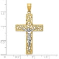 thumbnail image 4 of Avariah Solid Gold 10K Two-tone Diamond Cut Large Block Filigree Cross w/Crucifix Pendant - 46mm, 4 of 6