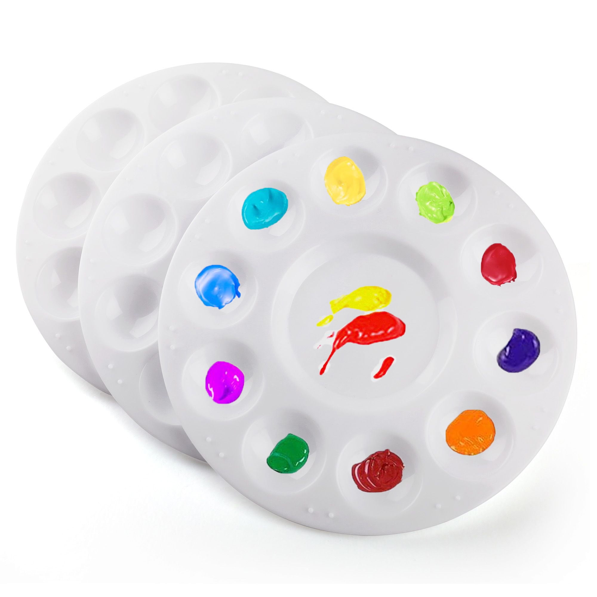 NEW PAINT PALETTE PALLET COLOUR MIXING 10 WELL PLASTIC ARTIST CHILDRENS ROUND 