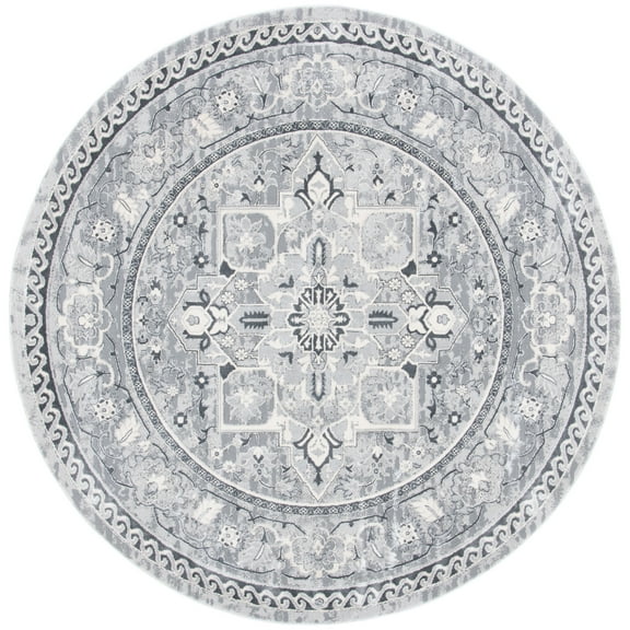 SAFAVIEH Alhambra Leptis Oriental Area Rug, Cream/Grey, 6'7" x 6'7" Round