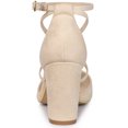 thumbnail image 4 of DARING DIVA Women's Pointed Toe Cross Strap Chunky Heels Pumps Shoes Beige 7, 4 of 7