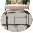 thumbnail image 2 of Simple Round Living Room Rugs 6 ft, Irregular Brown Stripes Plaid Abstract Artistic Retro Washable Area Rug with Non-Slip Sturdy Edge Binding Round Carpet for Kitchen Office Bedroom, 2 of 9