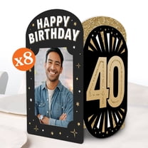 Big Dot of Happiness 40th Birthday Photo Holder Centerpieces, 4x6 Picture Display Box, Black & Gold Table Decoration Centerpiece for Adult Birthday Party Decor, 8 Count